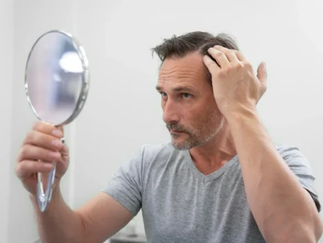 man getting hair loss treatment scaled