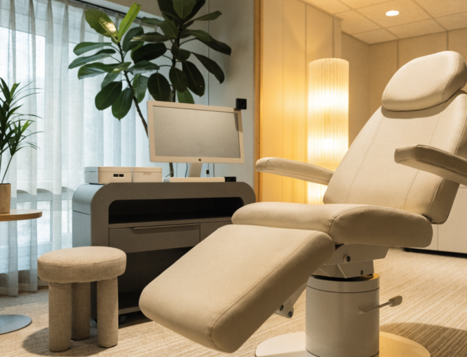 Warm dermatology consultation room interior